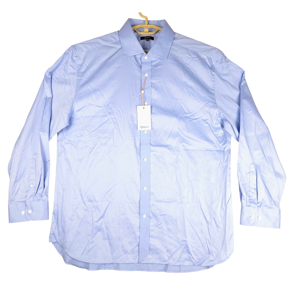 Quince Mens XXL Light Blue Organic Cotton Stretch Long Sleeve Dress Shirt NWT